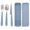 Stainless Steel Cutlery Set with Travel Case – 3 Pcs (Spoon, Fork, Knife) – Blue - Image 3