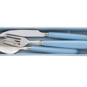 Stainless Steel Cutlery Set with Travel Case – 3 Pcs (Spoon, Fork, Knife) – Blue