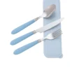 Stainless Steel Cutlery Set with Travel Case – 3 Pcs (Spoon, Fork, Knife) – Blue - Image 2